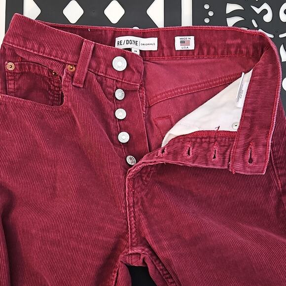 Re/Done Originals High Rise Straight Cropped Corduroy Jeans Burgundy | Women 24 - Picture 6 of 15